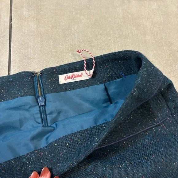 Cath Kidston london deep teal tweed Skirt 10 excellent condition preppy classic - Picture 8 of 8